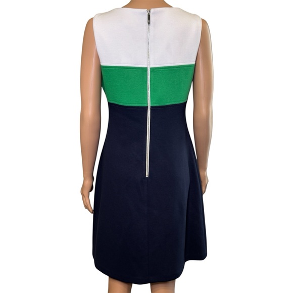 Tommy Hilfiger Green, White & Navy Blue Colorblock Sheath Dress Size 6 - Picture 2 of 9